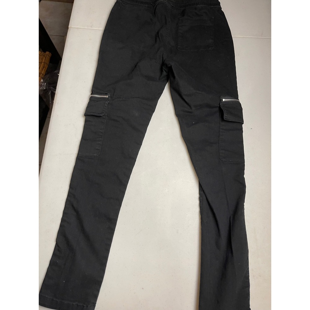 Hot Topic Black Cargo Joggers Slim Fit Zipper Pockets Goth Punk Pants Small - Picture 4 of 4